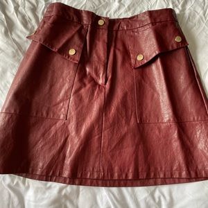 Zara red pleather/faux leather skirt! With pockets